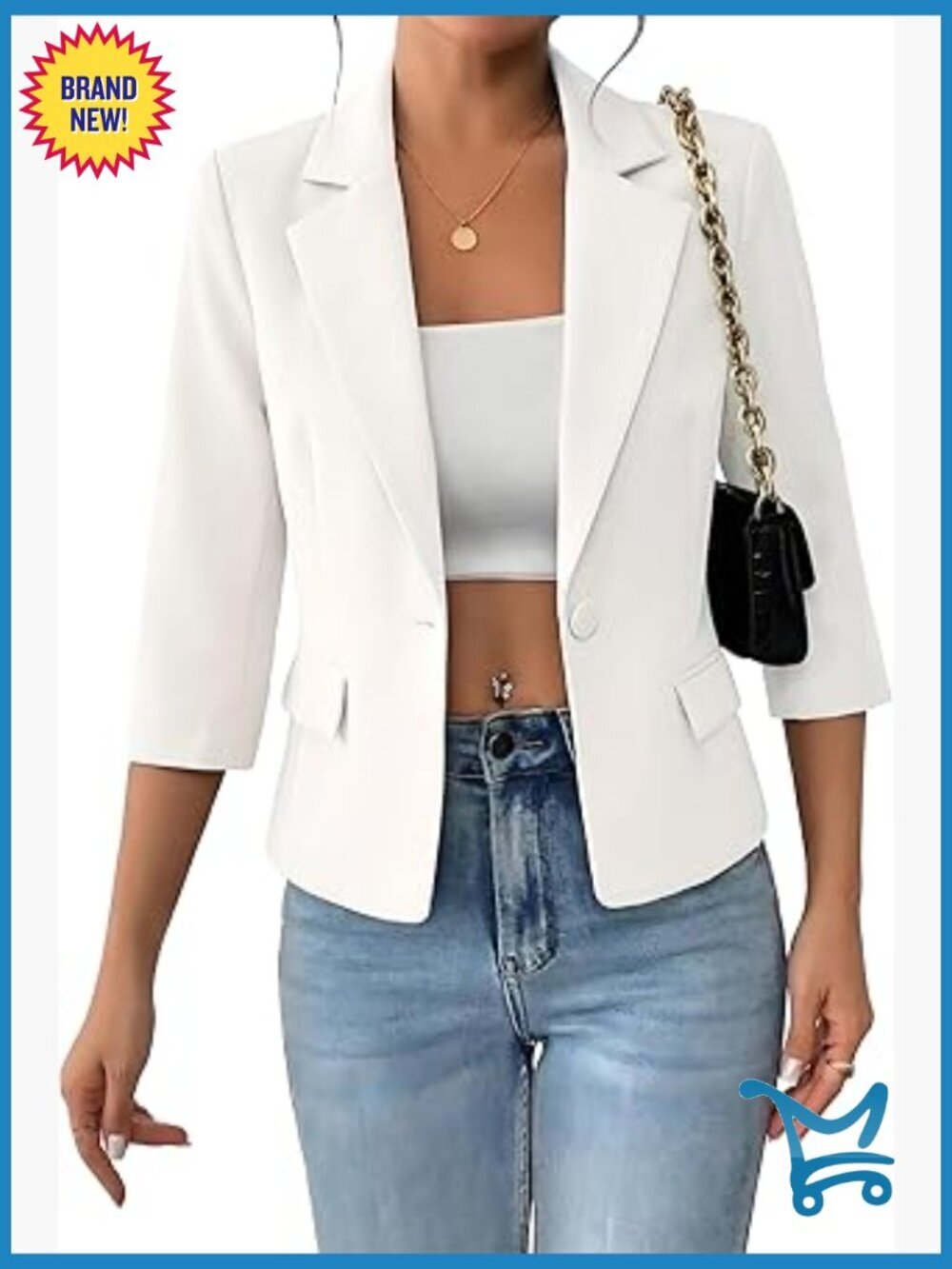 3/4 Sleeve Blazer, Lightweight Slim Fit Business Casual Jacket